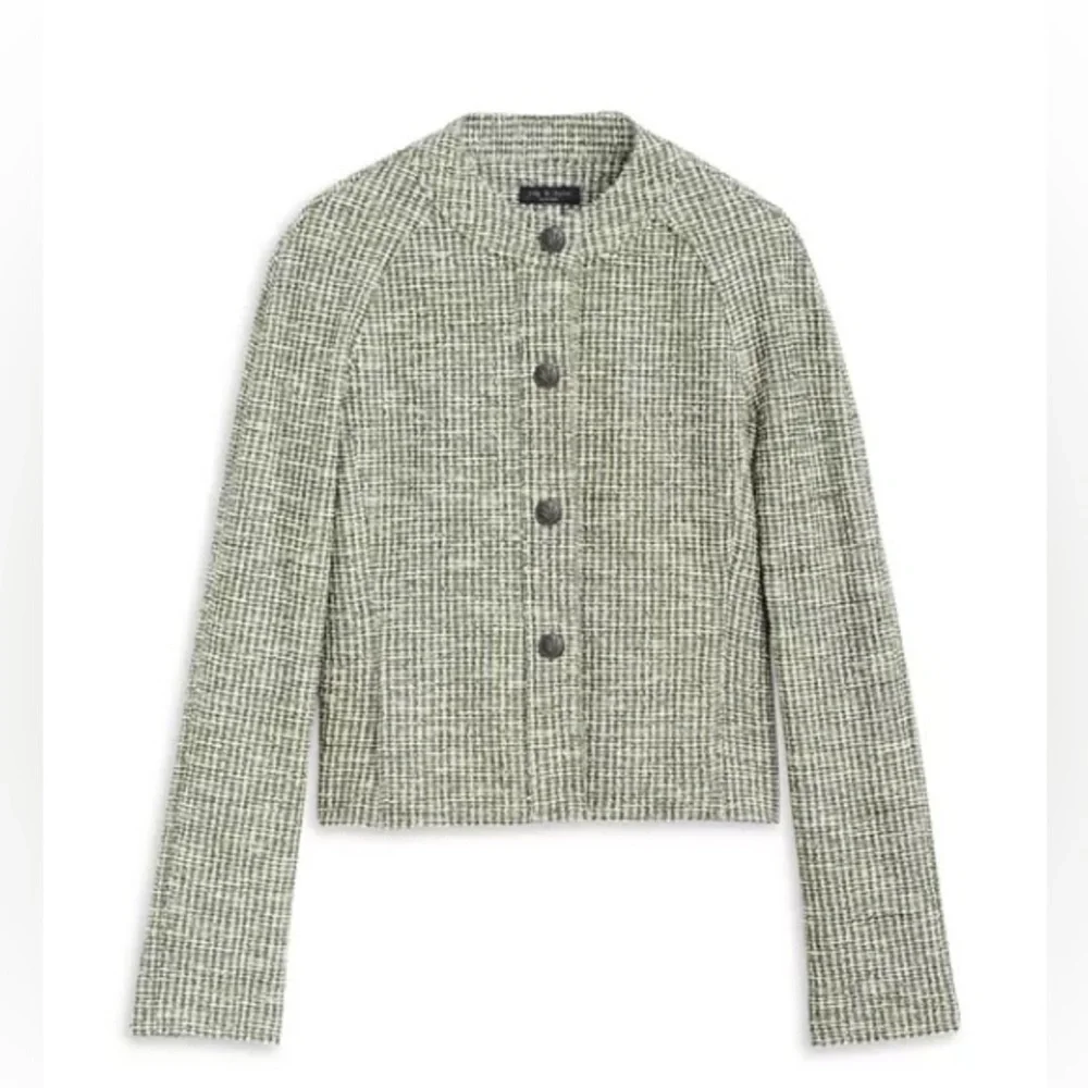 Rag & bone Marisa tweed jacket women’s 6 $525 cream / green textured blazer - Picture 10 of 10